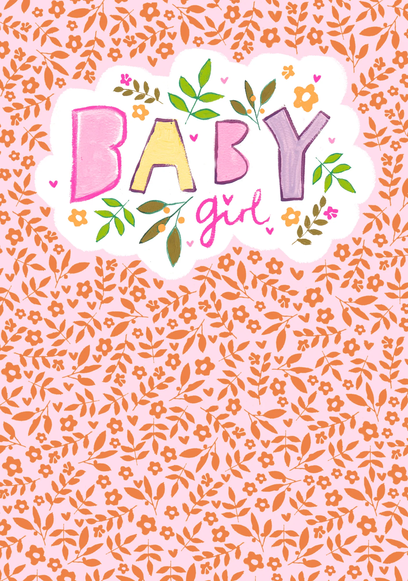 "Baby Girl" Pink Cloud Card
