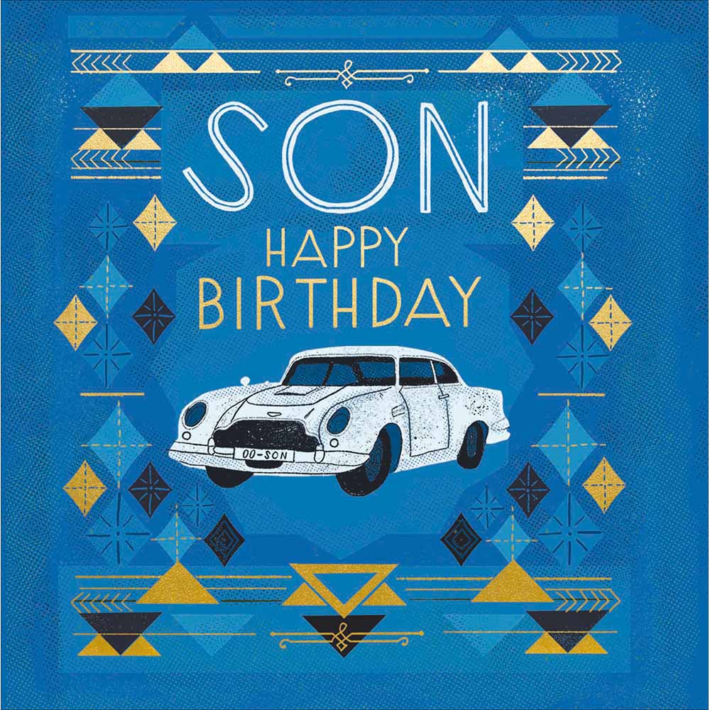 Blue Car Son Birthday Card