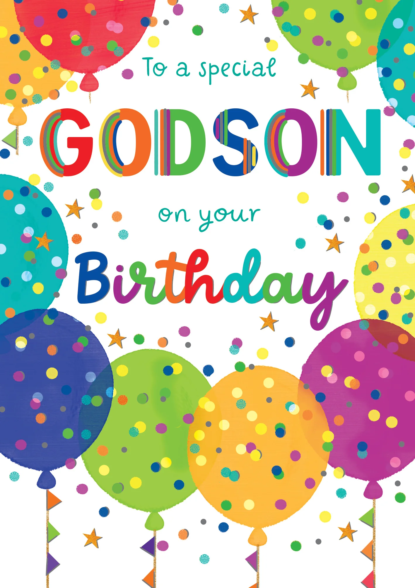 Bright Balloons Godson Birthday Card