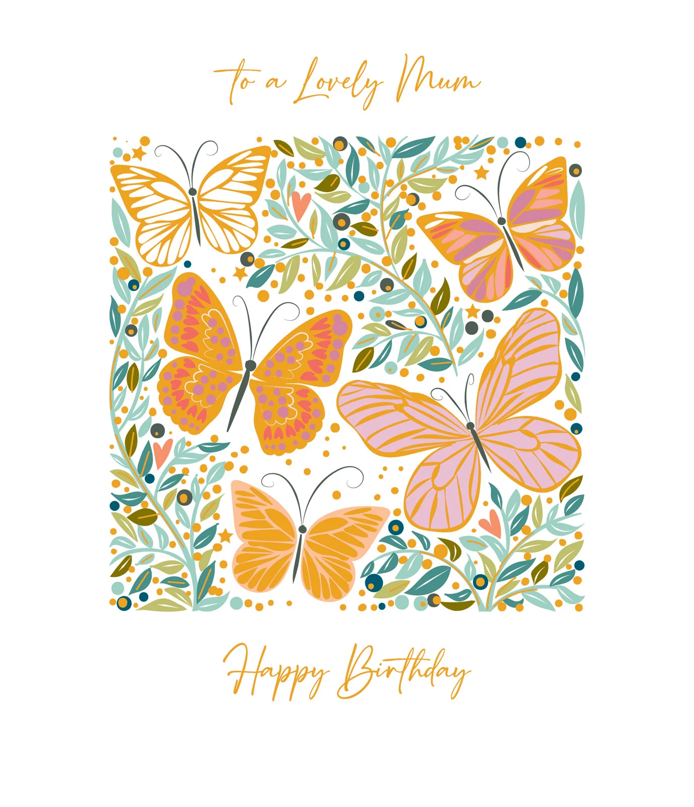 Butterflies Happy Birthday Mum Card