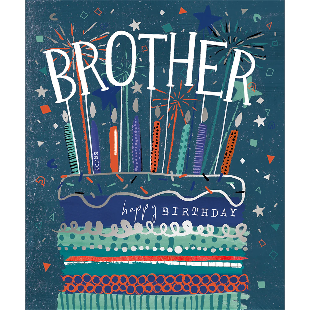 Cake & Sparklers Brother Birthday Card