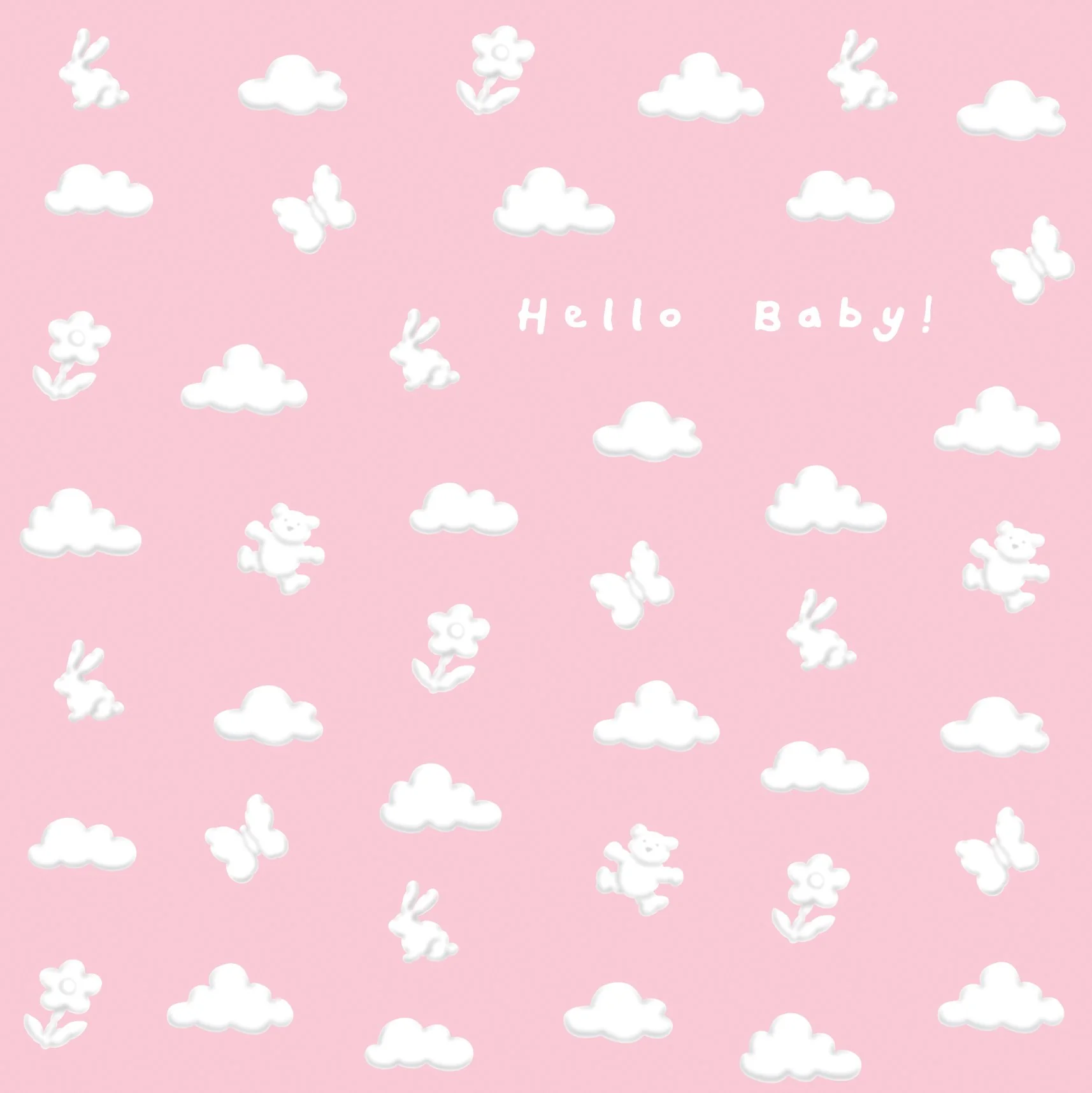 Clouds "Hello Baby" Pink Card