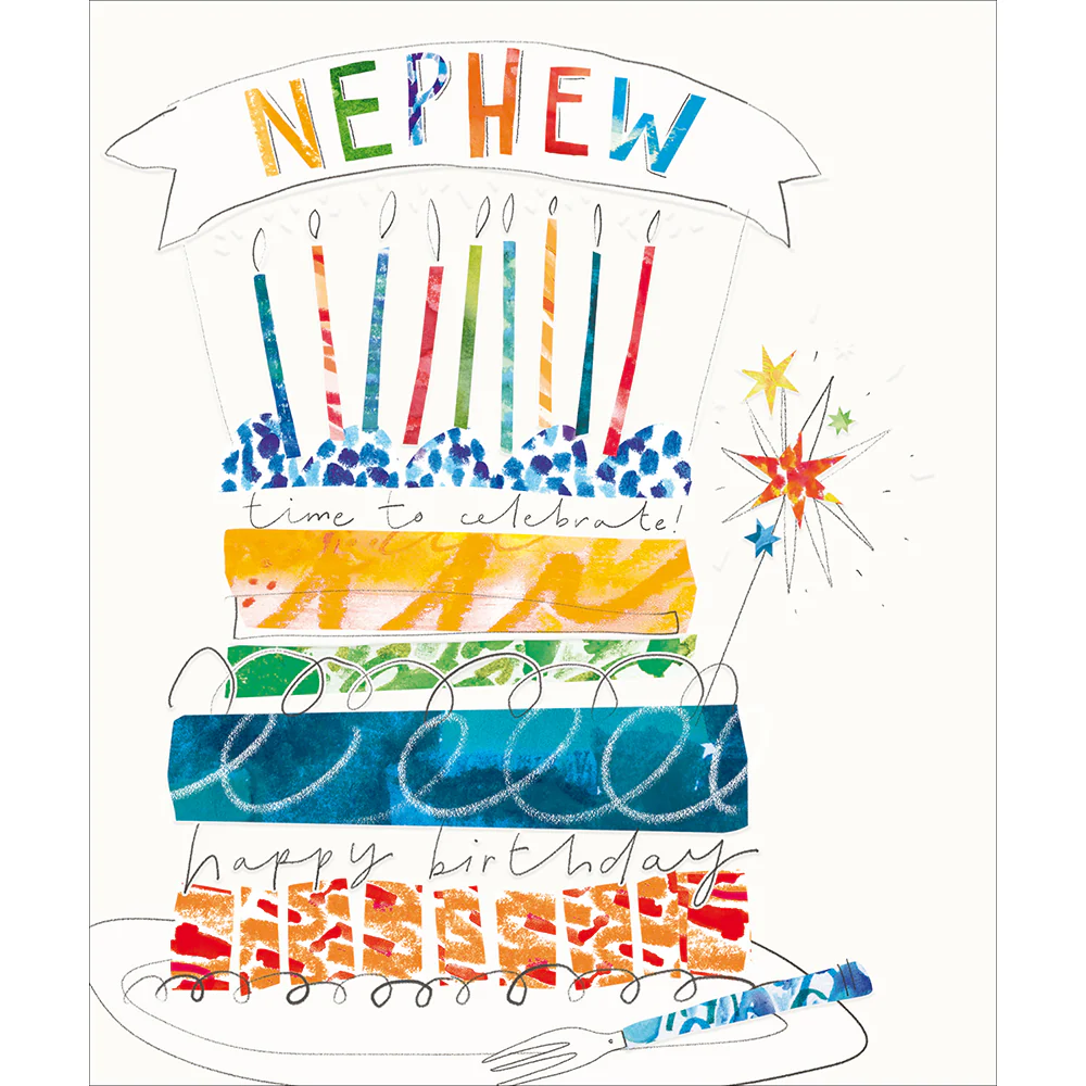 Colourful Cake Nephew Birthday Card