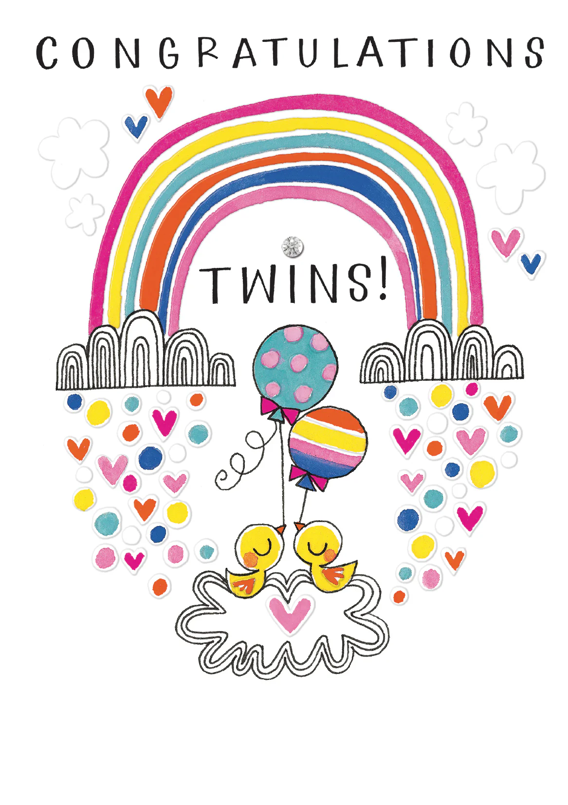 "Congratulations Twins!" Rainbow Card