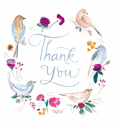 Floral Birds Thanks Card