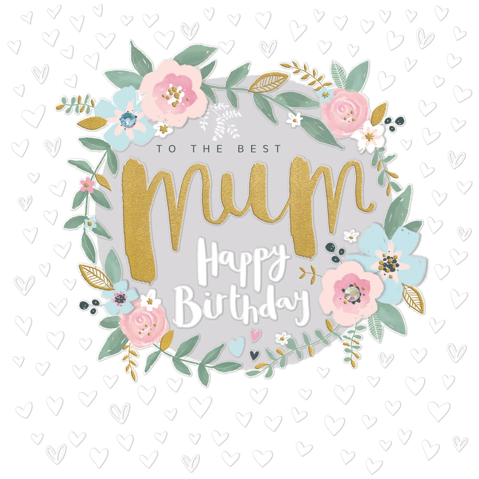 Floral Wreath Best Mum Birthday Card