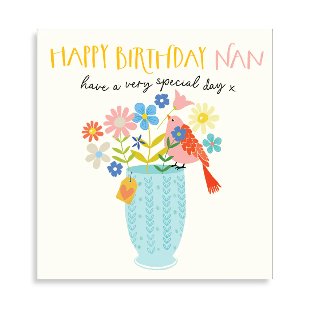Flower Vase Happy Birthday Nan Card