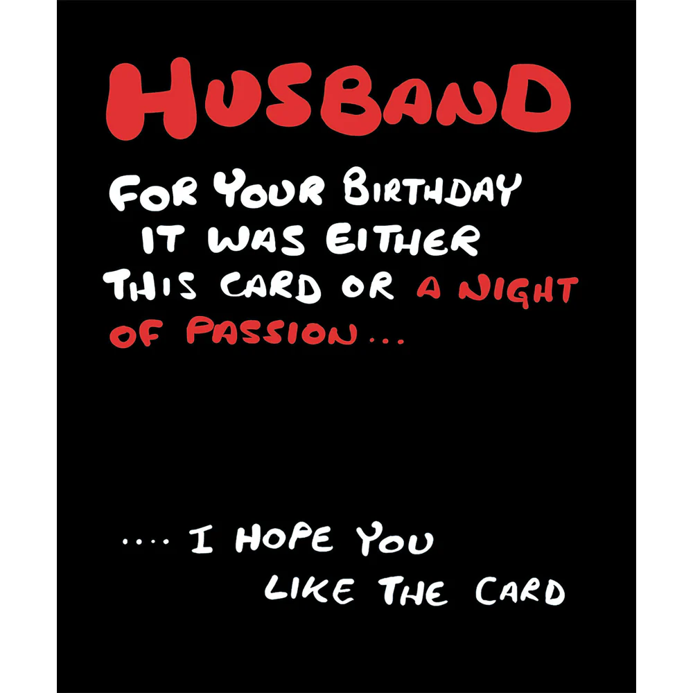 Funny "Night Of Passion" Husband Birthday Card