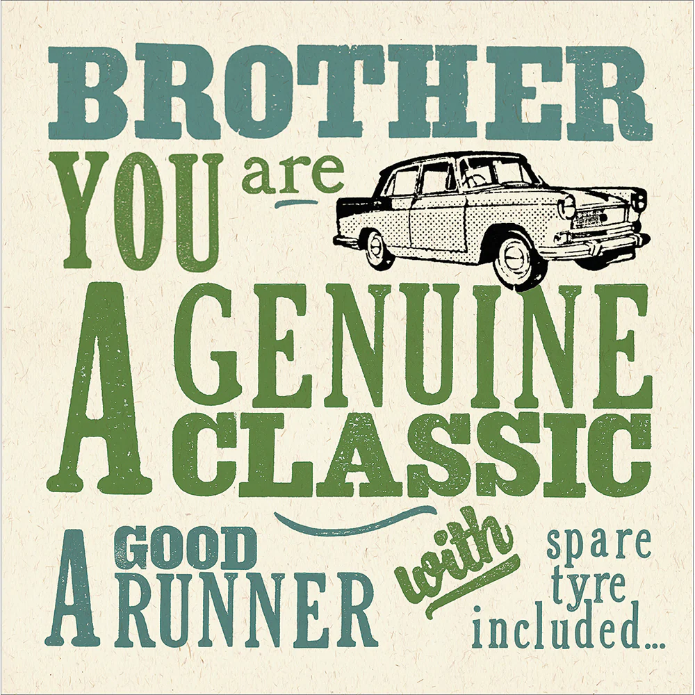 "Genuine Classic" Car Brother Birthday Card