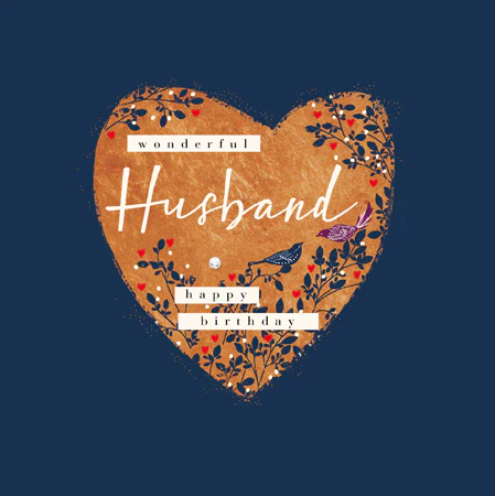 Gold Heart Husband Birthday Card