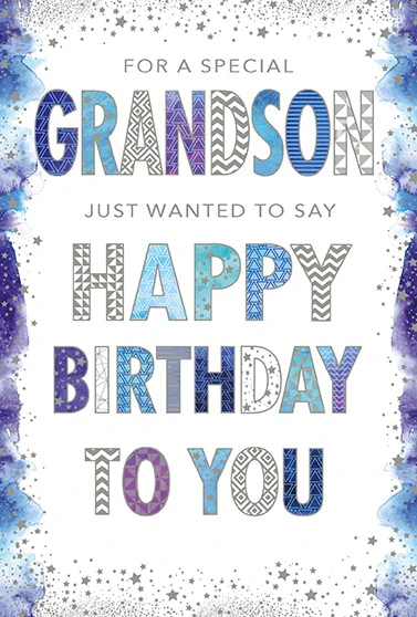 Graphic Text Grandson Birthday Card