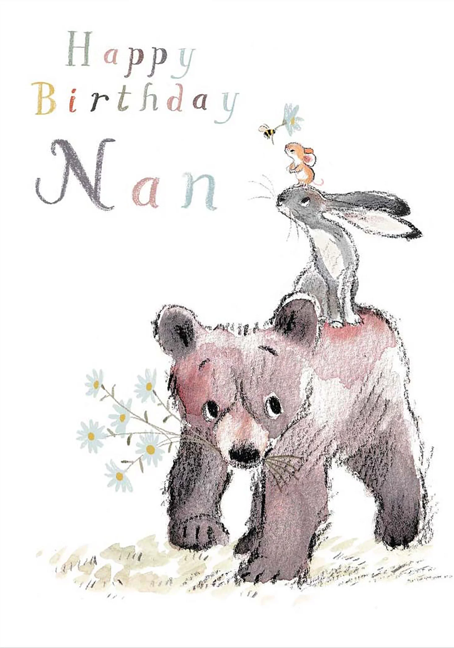 Hare And Mouse Nan Birthday Card