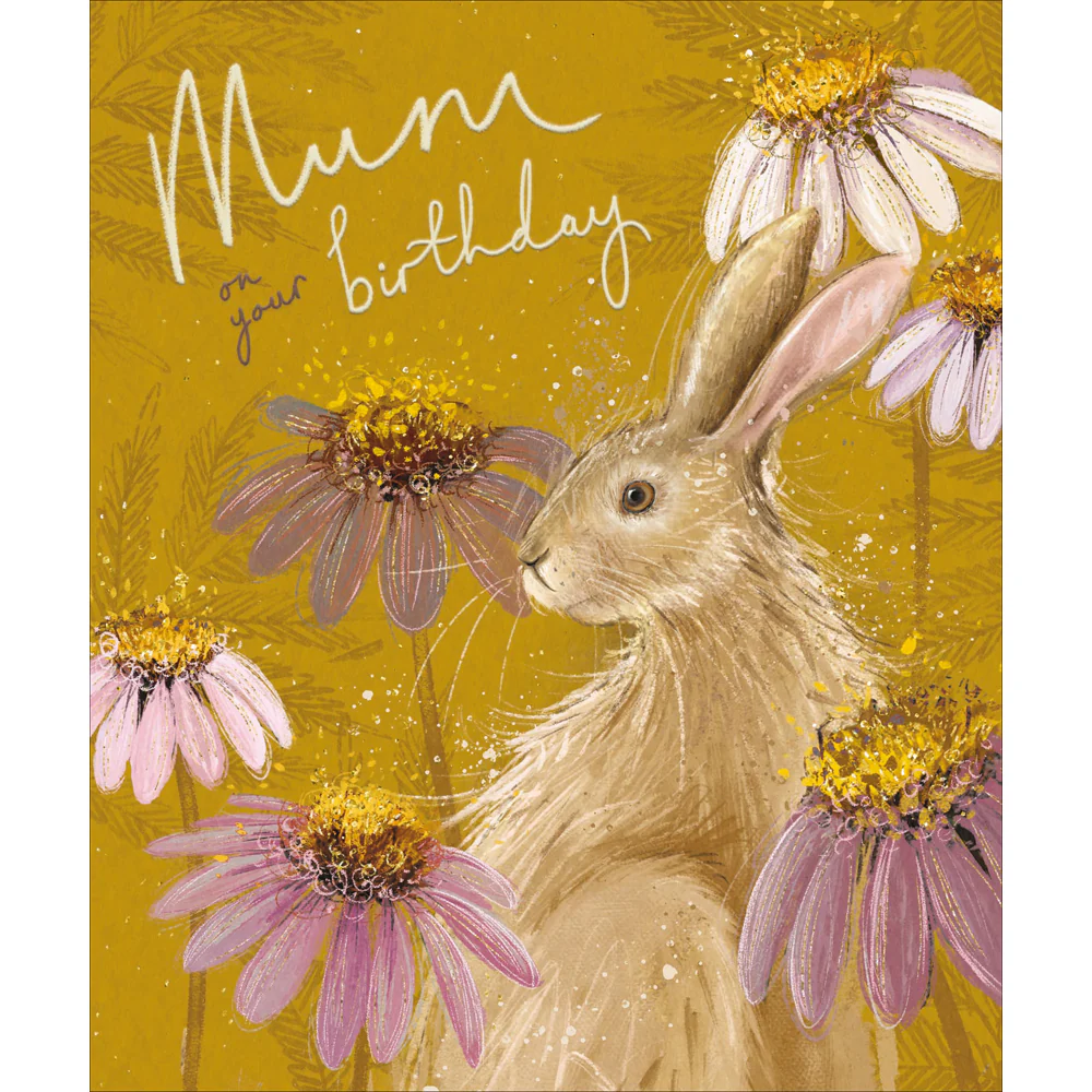 Hare In Flowers Mum Birthday Card