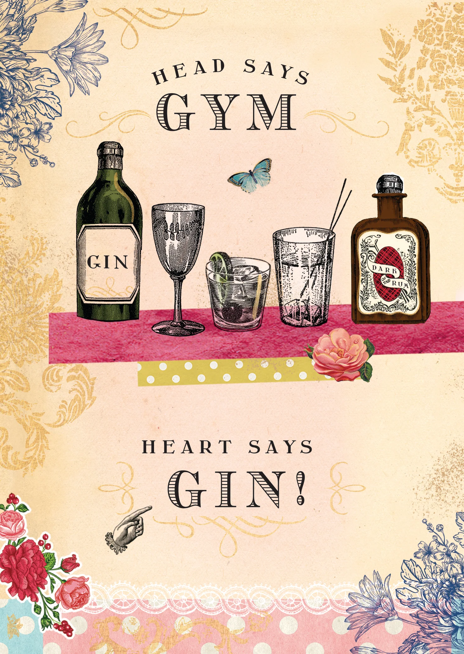 Head Says Gym Heart Says Gin Card
