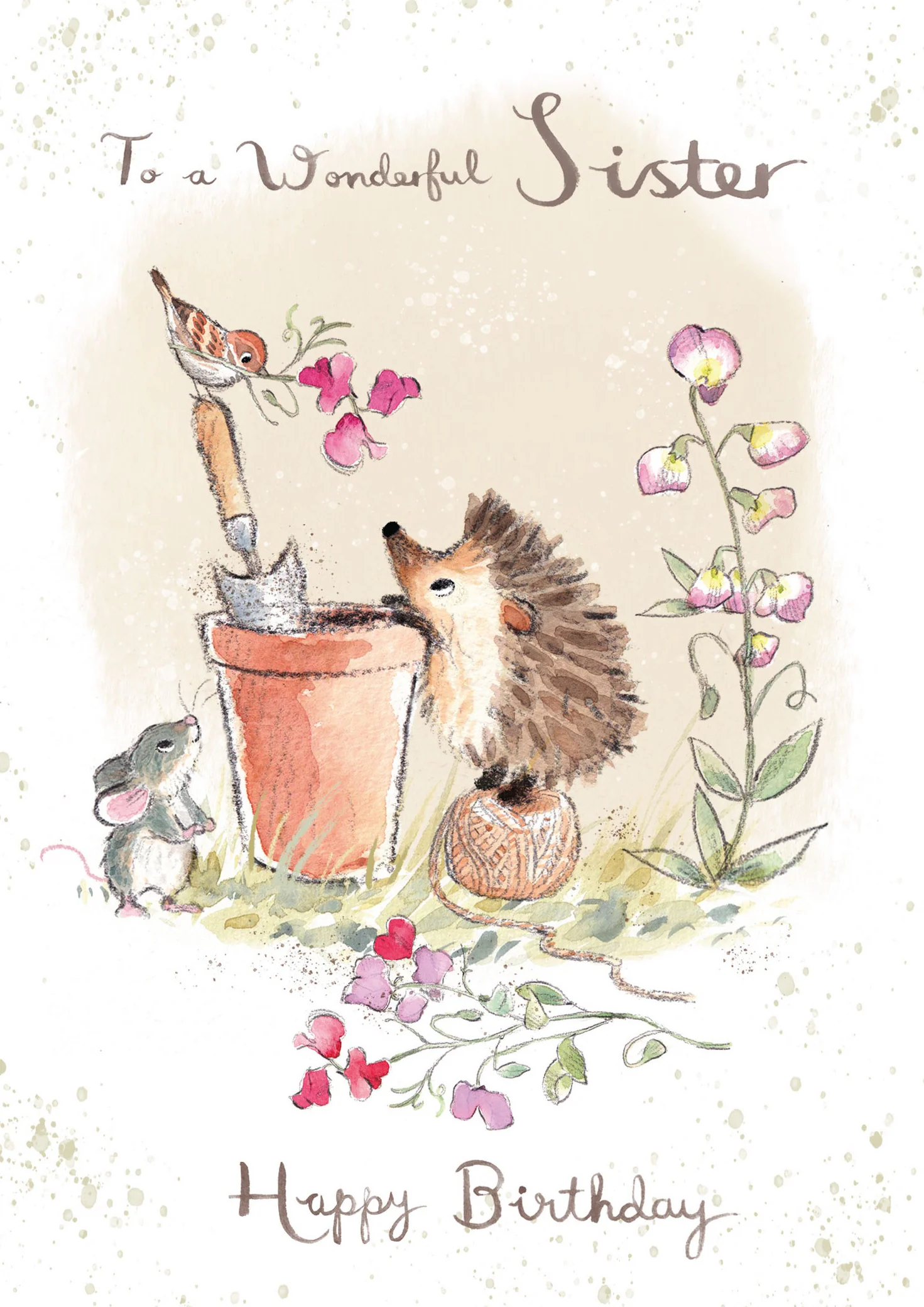 Hedgehog In The Garden Sister Birthday Card