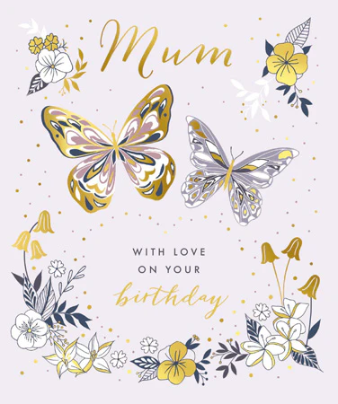 Lilac Butterflies Mum Birthday Card