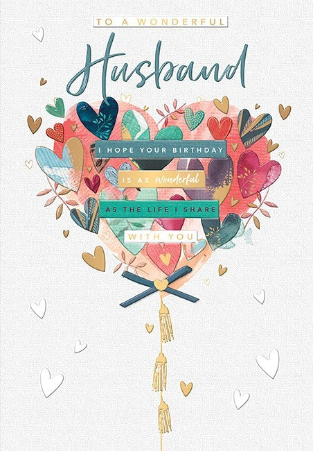 Love Hearts Husband Birthday Card