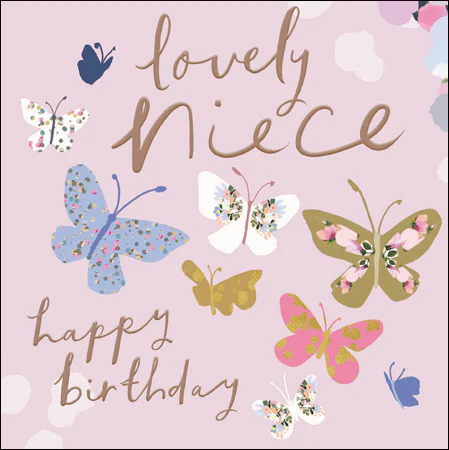 Lovely Niece Butterflies Birthday Card