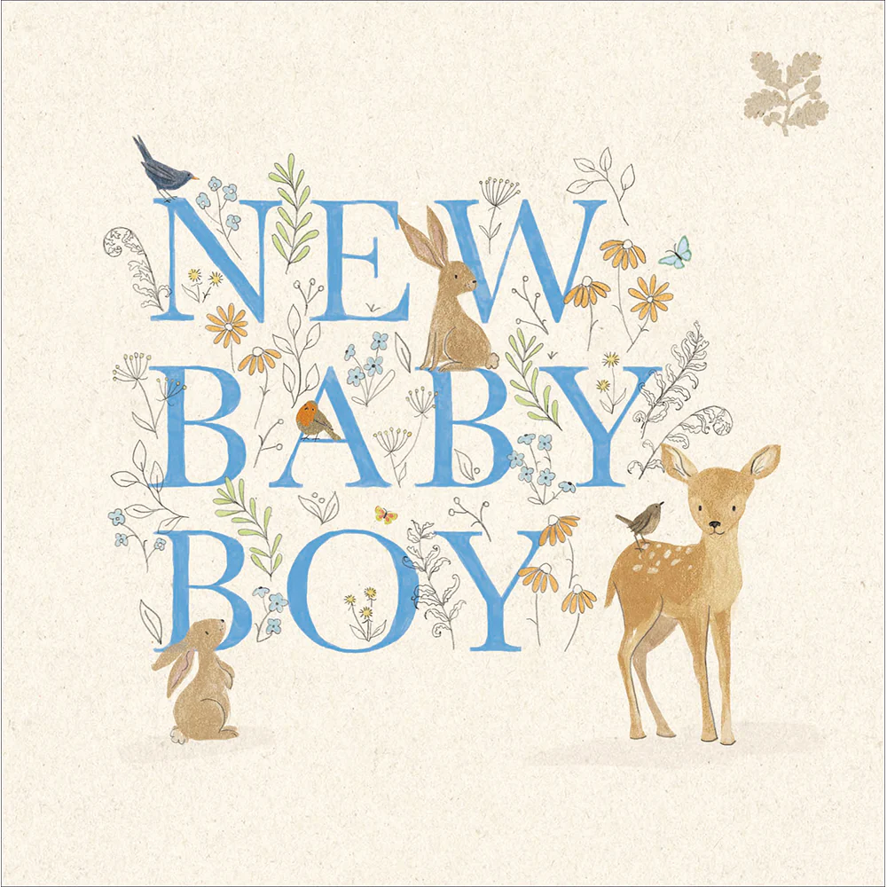 "New Baby Boy" Animals Card