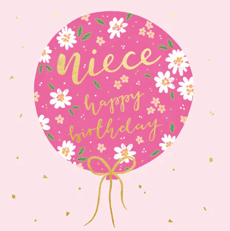 Pink Balloon Niece Birthday Card