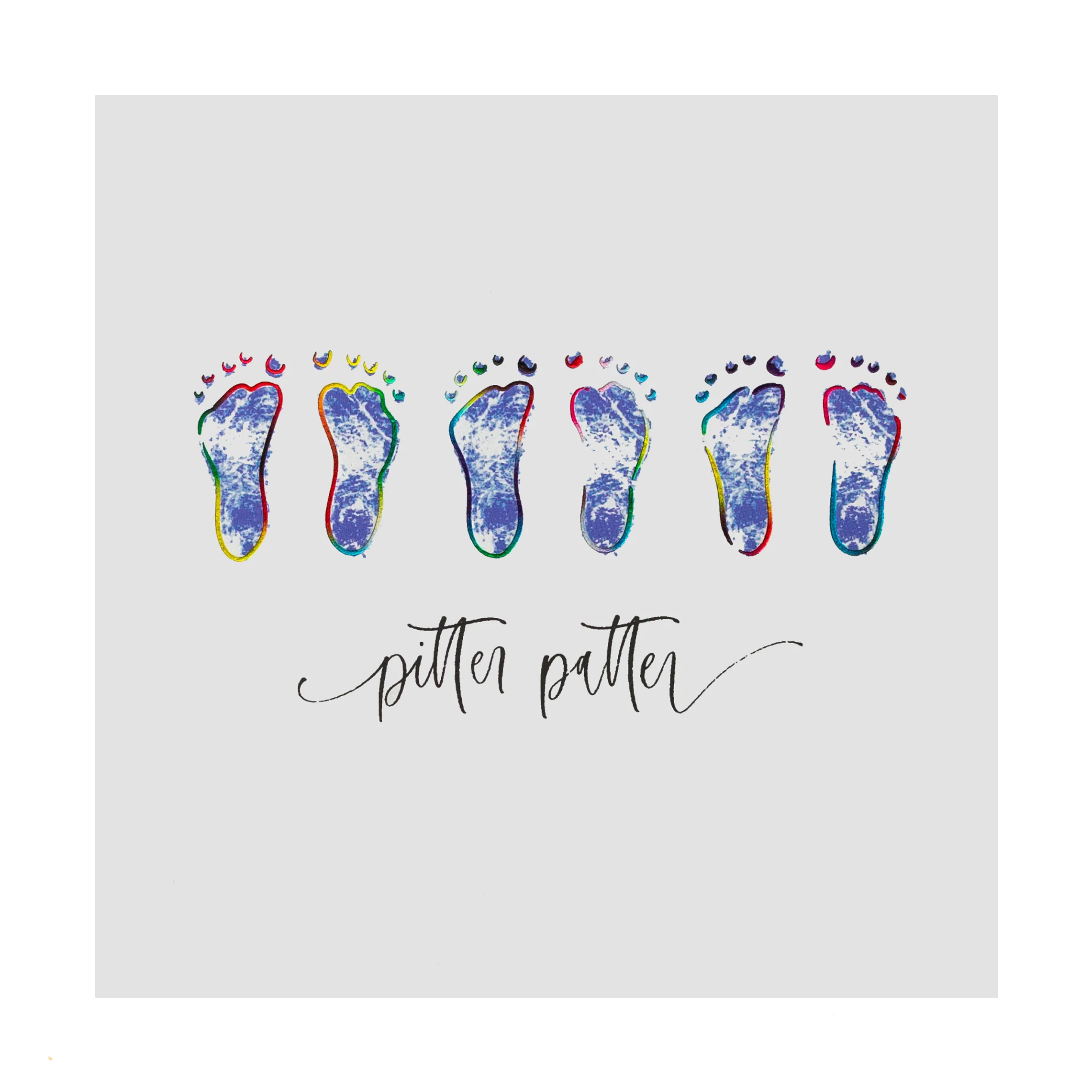 "Pitter Patter" Blue Footprints Baby Card