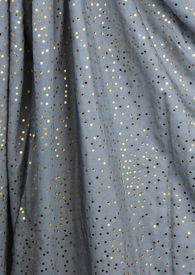 POM Dove Grey Silver Spot Print Scarf - Image 3