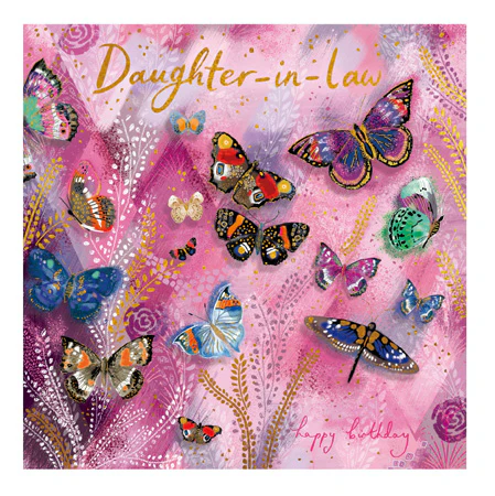 Purple Butterflies Daughter-In-Law Birthday Card