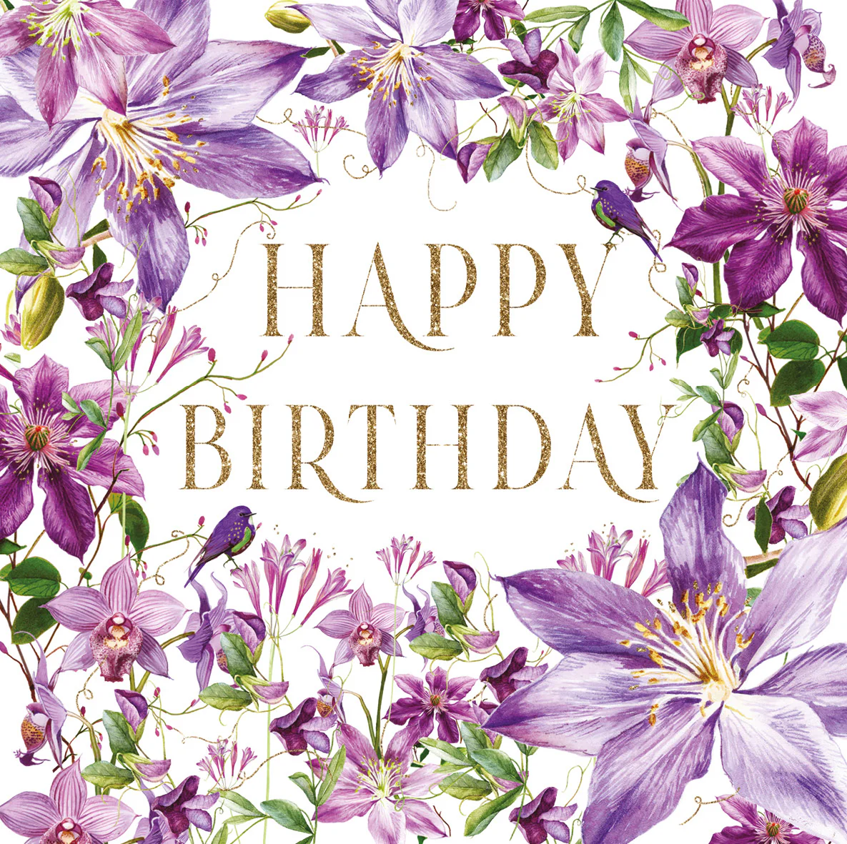 Purple Clematis Birthday Card