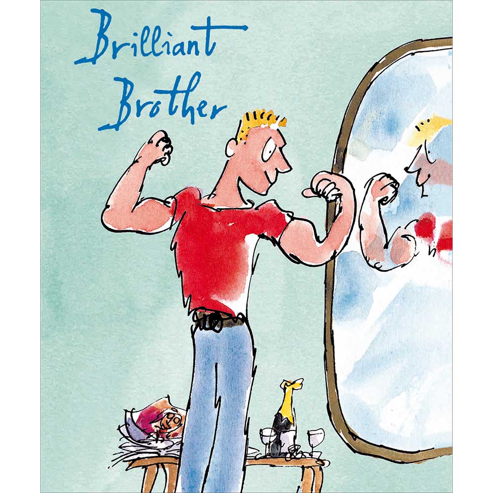 Quentin Blake Muscles Brother Birthday Card
