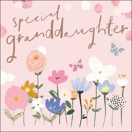 Special Granddaughter Pink Flowers Birthday Card