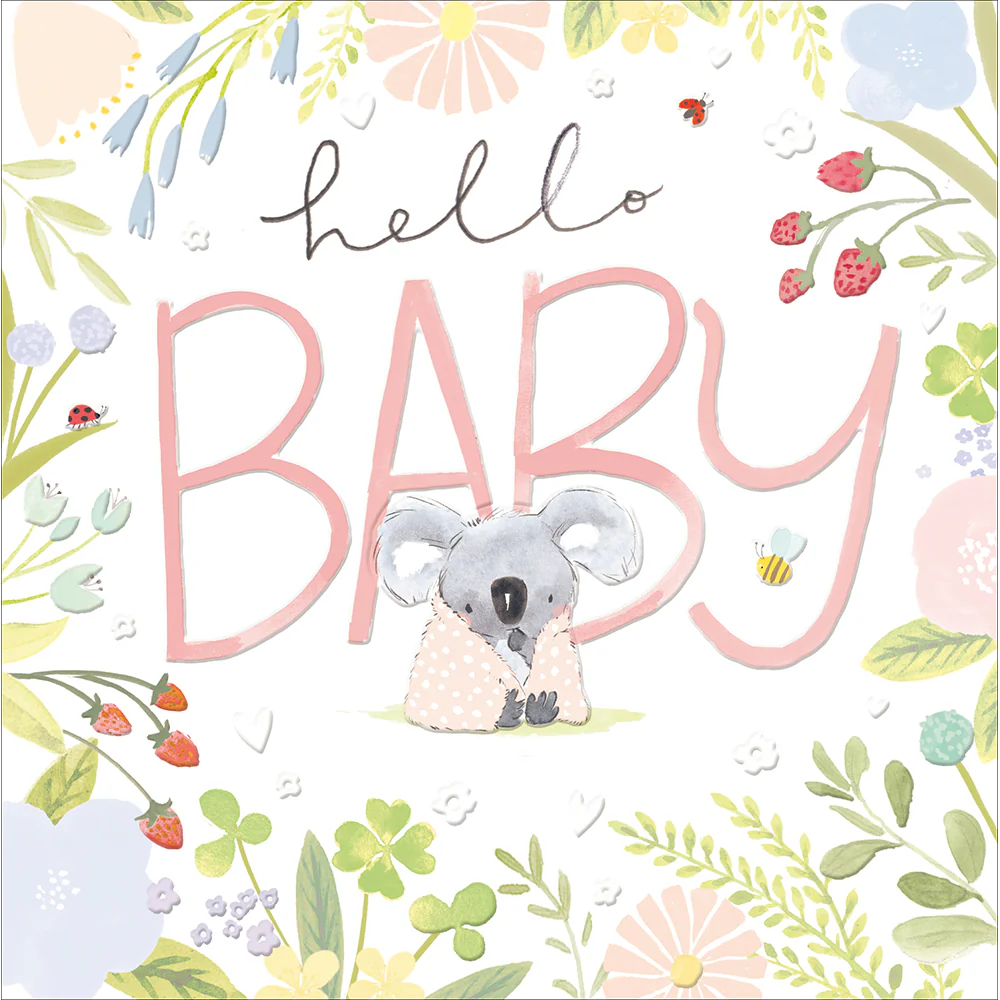 Sweet Koala "Hello Baby" Pink Card