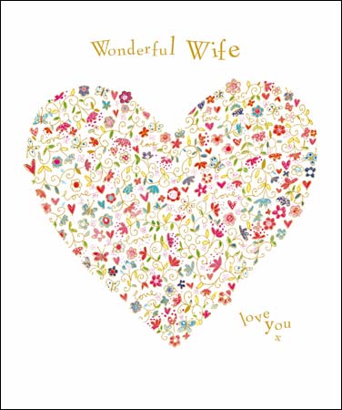 Wonderful Wife Patterned Heart Birthday Card